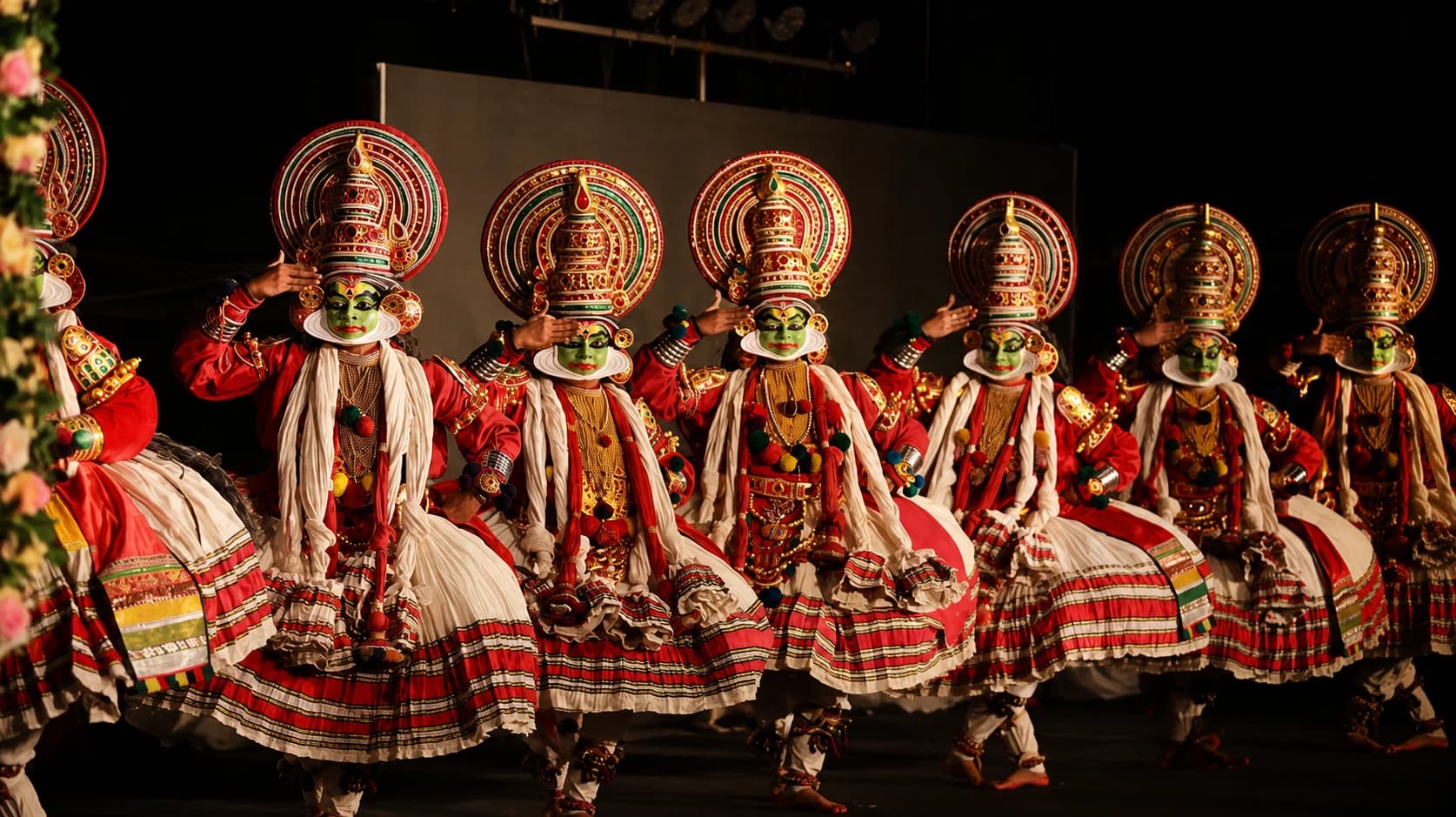 Kathakali troupe performing together
