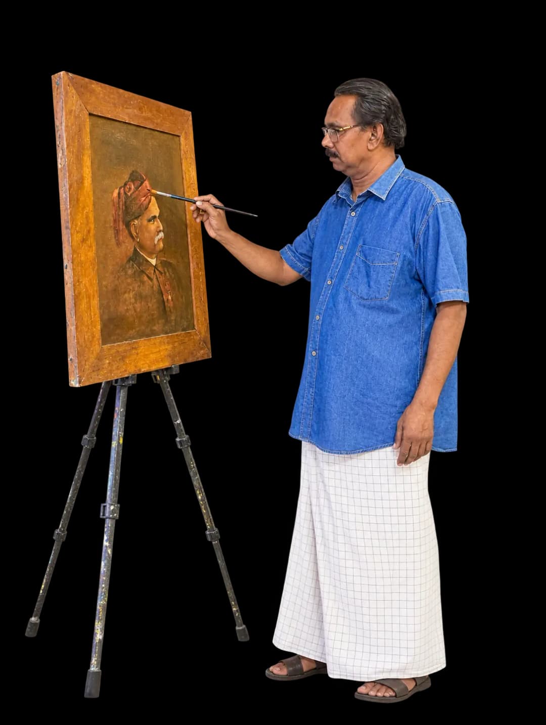 Classical Indian dancer in traditional gold and red costume